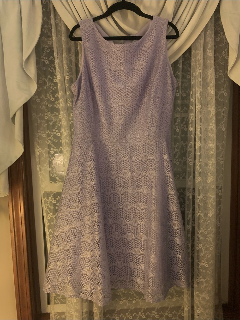 Danny & Nicole Lilac Lace Fit-and-Flare Midi Dress